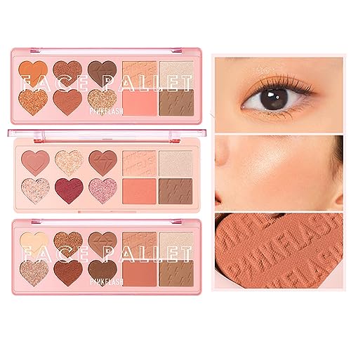 マルチプルフェイスパレットアイシャドウブラッシュハイライターコンター4 in 1 (02# Strawberry Ice)（Amazon）