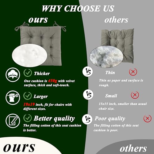 FlyGulls Rocking Chair Cushions Indoor Velvet Chair Pads High Back and Seat Cushion 2 Piece Set Grey - Cosy Home Interiors FlyGulls Rocking Chair Cushions Indoor Velvet Chair Pads High Back and Seat Cushion 2 Piece Set Grey - Image 4