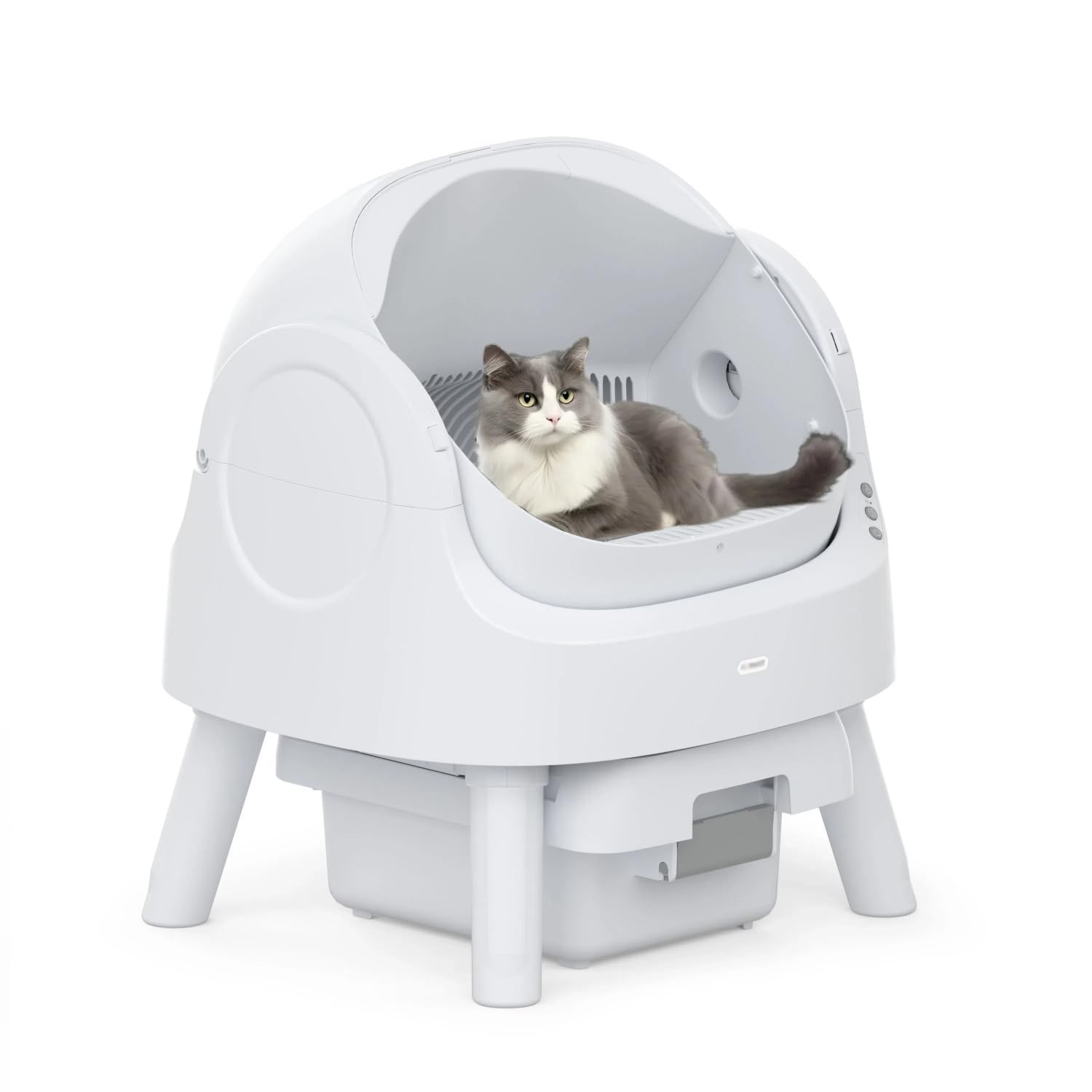 Mimfam AutoScooper 11 Self Cleaning Open Top Cat Litter Box, White, Large (21.25