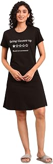 TWIN BIRDS Cotton Long Tee for Women | Regular Fit Knee Length Longline T Shirt for Loungewear | Sleepwear, Casual Nightwear Price In India