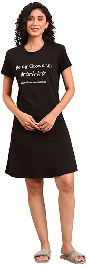 TWIN BIRDS Cotton Long Tee for Women | Regular Fit Knee Length Longline T Shirt for Loungewear | Sleepwear, Casual Nightwear