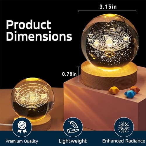 Chocozone Crystal Ball Night Light, 2.4Inch Glass Ball Night Lamp Table Lamp for Bedroom Valentine Gifts for Girlfriend Boyfriend Birthday GIfts Couple Showpiece 3 51ibUSBztXL