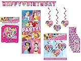Unique Industries Inc Princess Birthday Party Supplies Decoration Bundle includes Happy Birthday Banner,Door Poster,Hanging Swirl Decorations