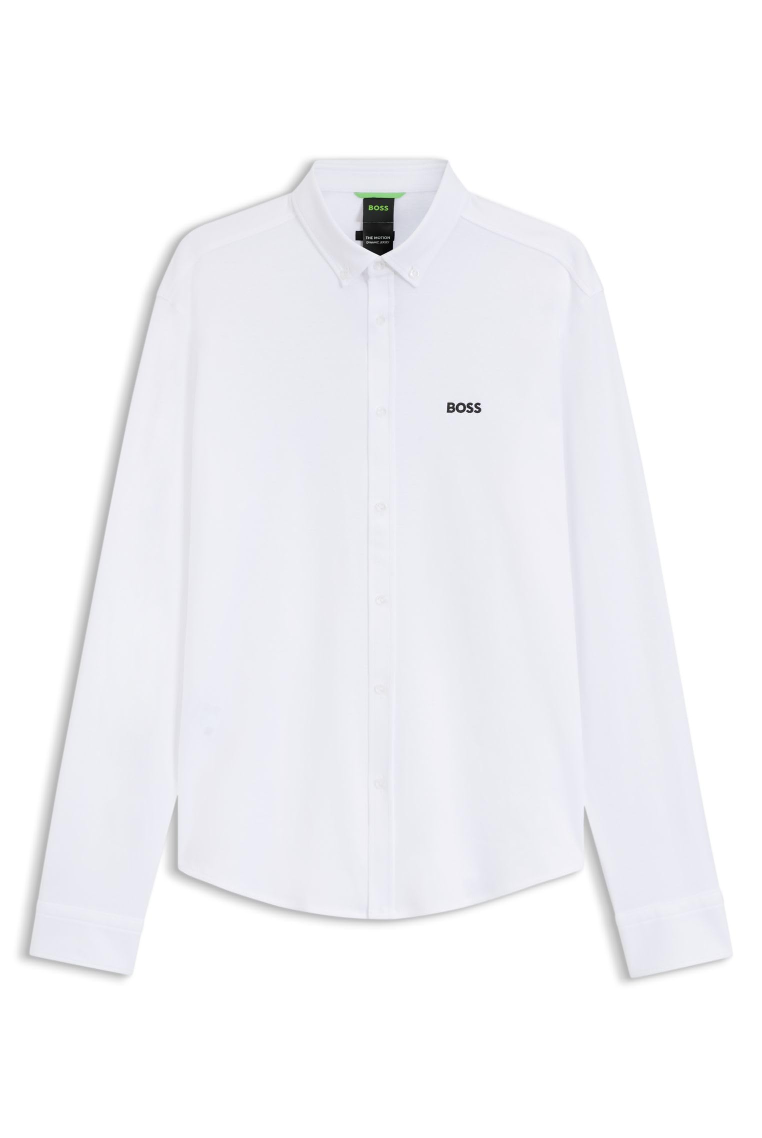 BOSS Mens ST Motion L Wrinkle-Resistant Shirt in Cotton Jersey with Natural Stretch White
