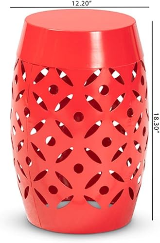 Miniatura 3 de Baxton Studio Hallie - Mesa auxiliar moderna y contemporánea de metal con acabado rojo