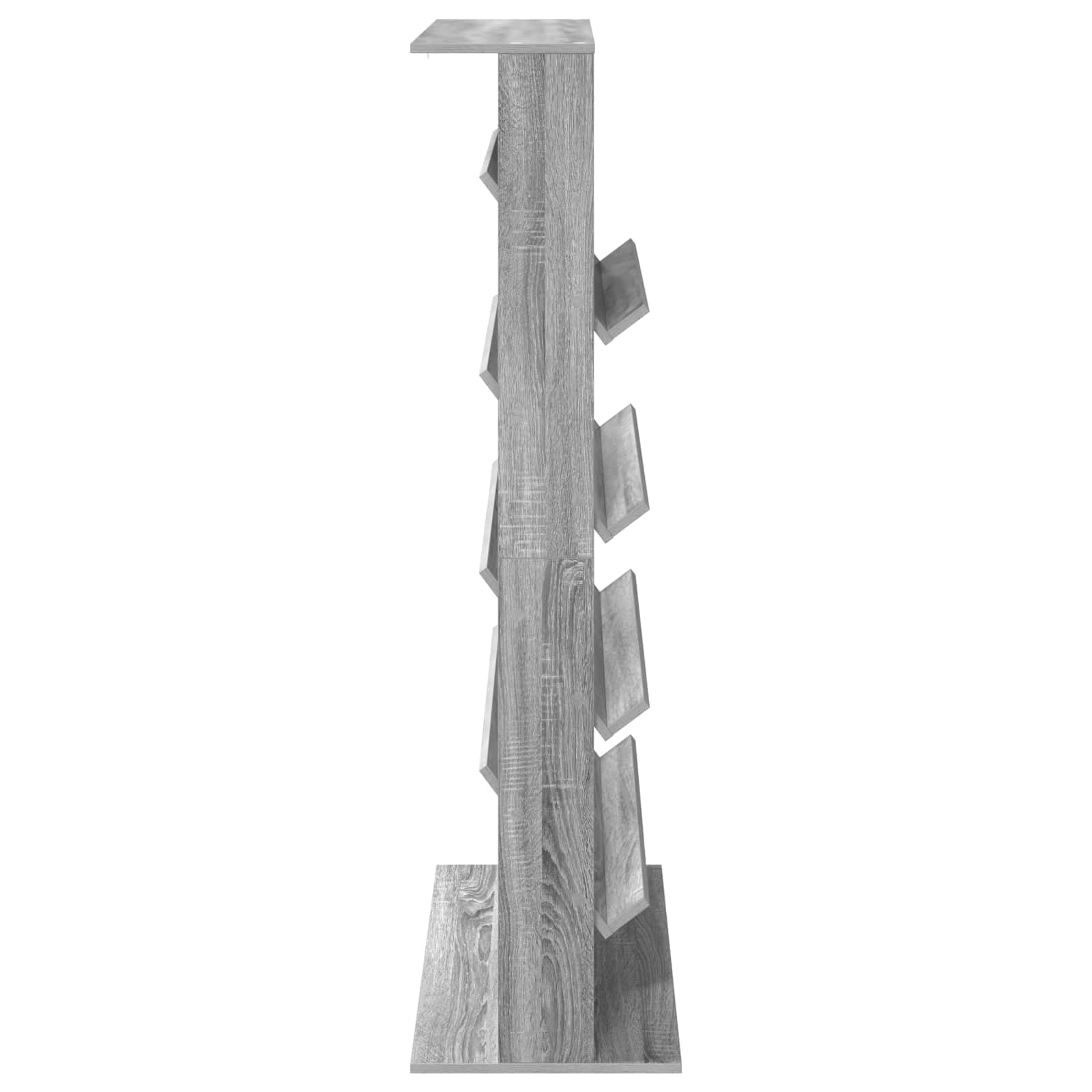 Mangloder - Portariviste grigio Sonoma in legno, 70 x 41 x 156 cm, con 4 ripiani autoportanti, spazio per soggiorno, home theater, gaming e ufficio, facile da pulire
