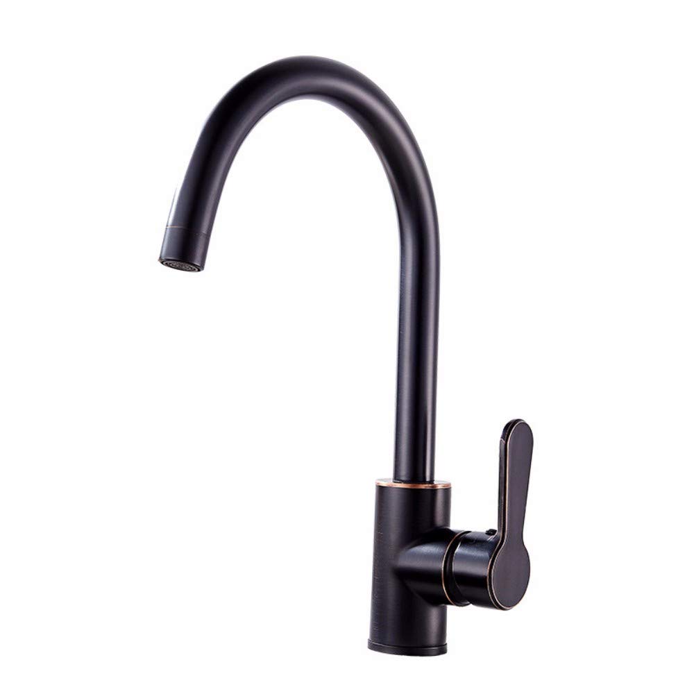 Grifo de cocina de cobre negro giratorio ideal para lavar vajilla cómodamente en el lavabo