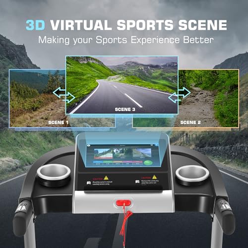 Image of Incline Treadmills for Home with TV Screen and WiFi, 3.5HP Smart Walking Pad Treadmill with Incline, Heavy Duty Foldable Electric Running Machine with 10 inch Touchscreen, 3D Virtual Sports Scenes