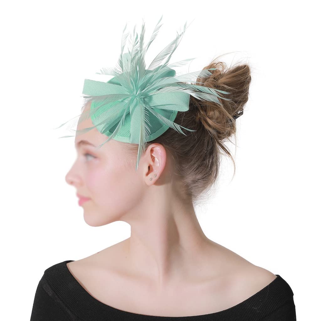 Szmaragdowo-zielone damskie kapelusze ślubne pióra do włosów fascynatory Chapeau Ladies Elegalt ślubne imprezowe akcesoria do włosów (szary 18cm)