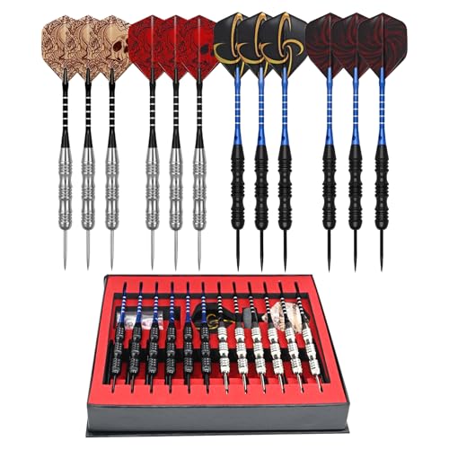 Fléchettes pointe acier (lot de 12) de 18g avec ailettes de rechange et tiges en aluminium