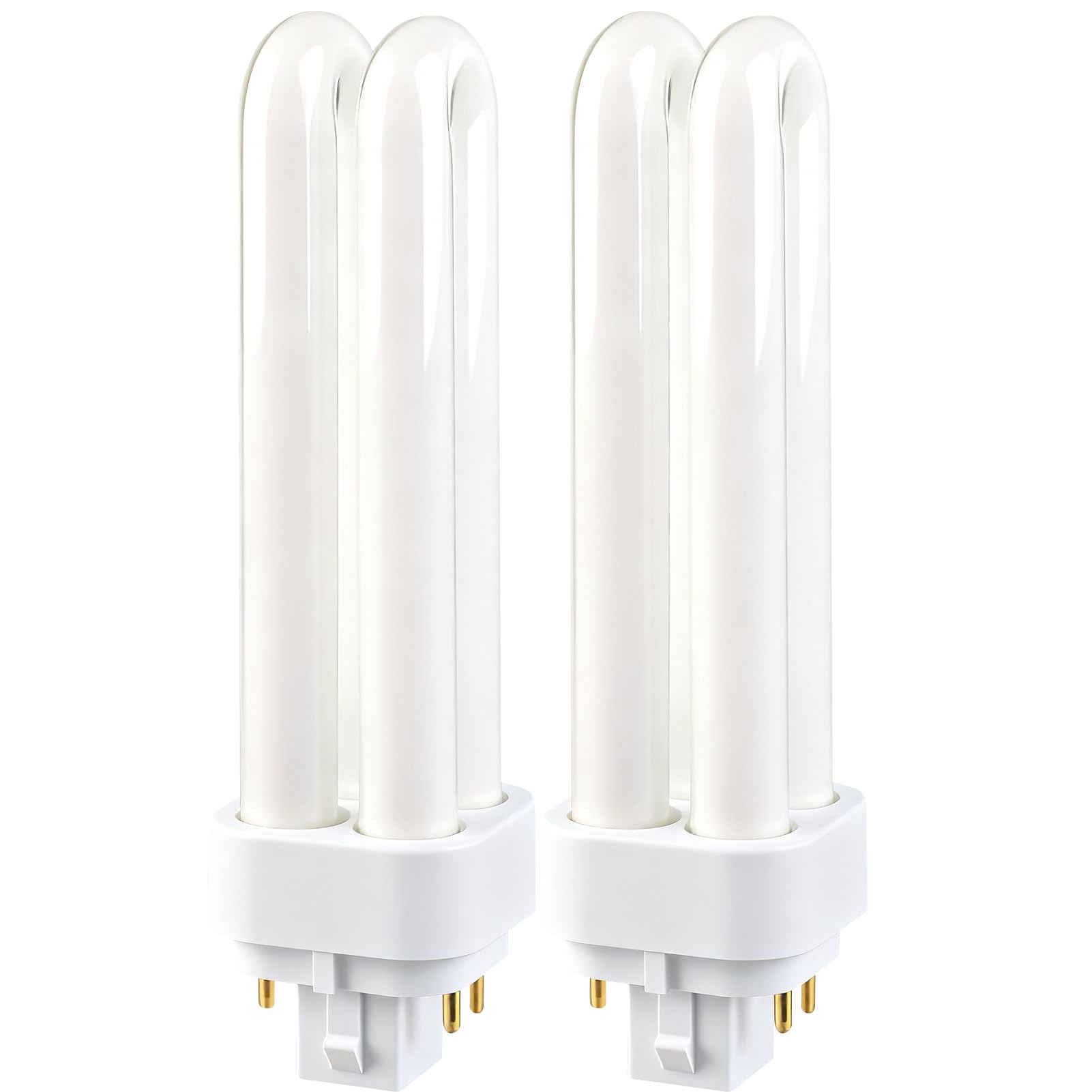 13W G24q-1 4 Pin Light Bulbs Compact Fluorescent Lamp, CFL Cool White 6000K Energy Saving Lamps, 2U Double Tube 220V 1080LM , Non-Dimmable ，Suitable for Corridor, Bathroom, Bedroom, Kitchen , 2pcs