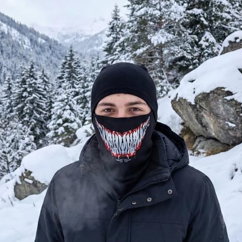 Unisex Çok Desenli Balaklava Yüz Maskesi - Motosiklet, Kayak, Kış Sporları için Nefes Alabilir Esnek Kumaş Kar Maskesi - Palyaço, Joker, İskelet, Sakallı Puro Grafik Seçenekleri (Venom Gülüş)