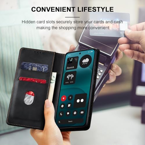 Image of Jasonyu Flip Wallet Case for Nothing Phone 4a Pro 5G,Black