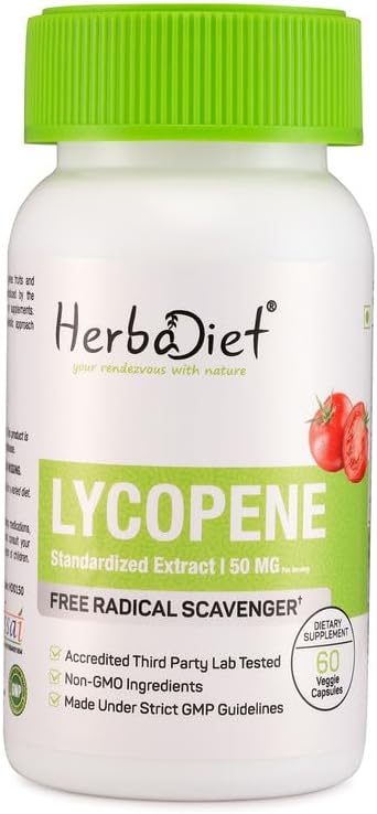 Lycopene 50mg Capsules - Natural Prostate Health Support Supplements for Men - Immune Support, Antioxidant, Vision Support, Heart Health, Eye Health - Pure Tomato Extract (120 Capsules) - Amazon product rated Grade D