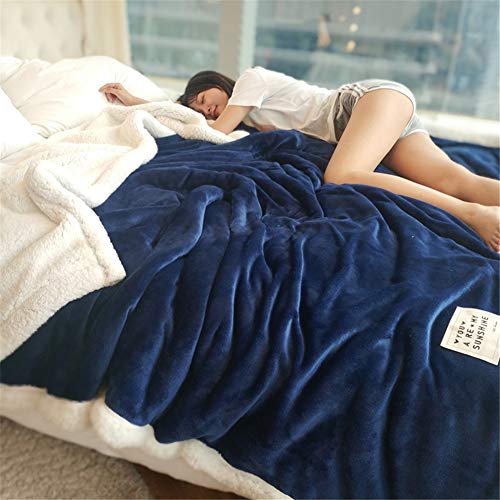 YCDZ Manta De Algodón Puro, Manta De Cachemir De Franela para Ropa De Cama, Microfibra, Manta Cálida Súper Suave Y Esponjosa, Manta De Terciopelo (Azul,100 x 120 cm)
