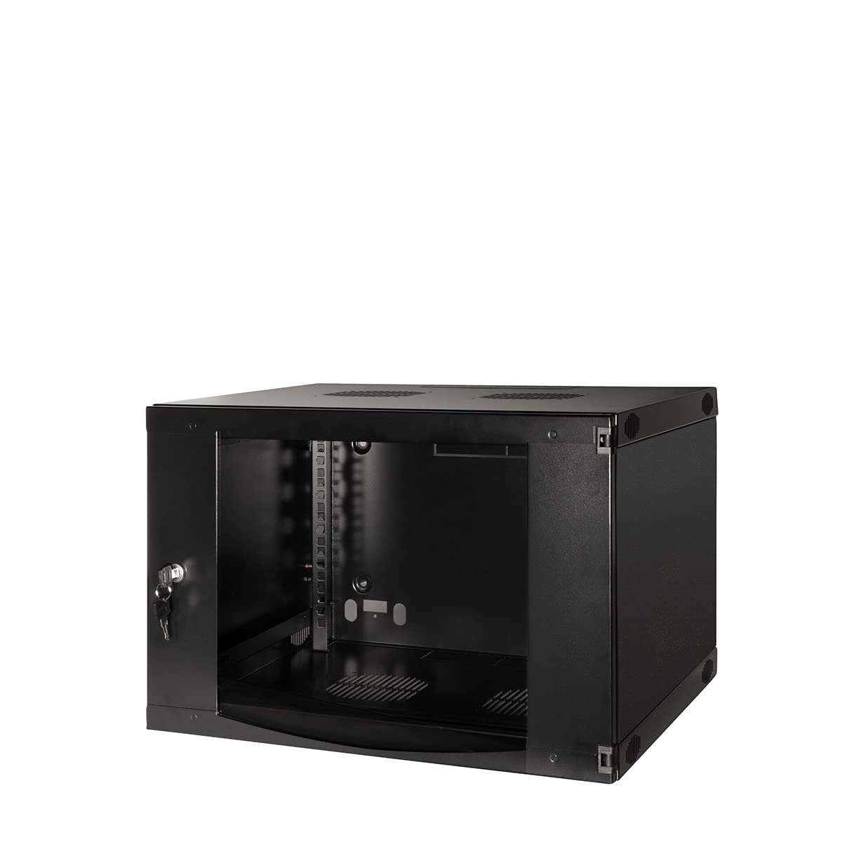 LogiLink Professional 19 Zoll Wandgehäuse mit 6 HE (Höheneinheit), Glastür mit Zylinderschloss, Flatpack, Farbe: Schwarz