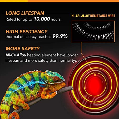 Simple Deluxe 100W Ceramic Heat Emitter Reptile Heat Lamp Bulb with Light Invisibly Emitting, Digital Thermometer and… - Image 5