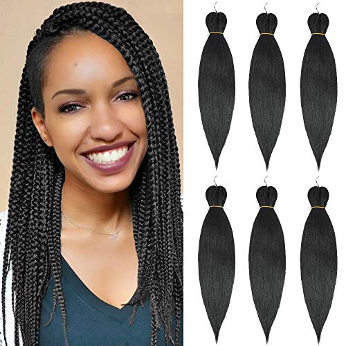 Pre-stretched Braiding Hair 16inch 6Packs Easy Braiding Hair Extensions Synthetic Prestretched Easy Braids Twist Crochet Hair Easybraid Braiding Hair Yaki Box