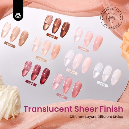 Image of Beetles Jelly Gel Nail Polish Set, 8 Colors Sheer Nude Pink Milky Brown