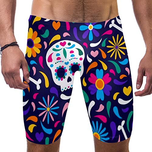 Bañador de calavera tipo bóxer cuadrado para hombre con corte deportivo