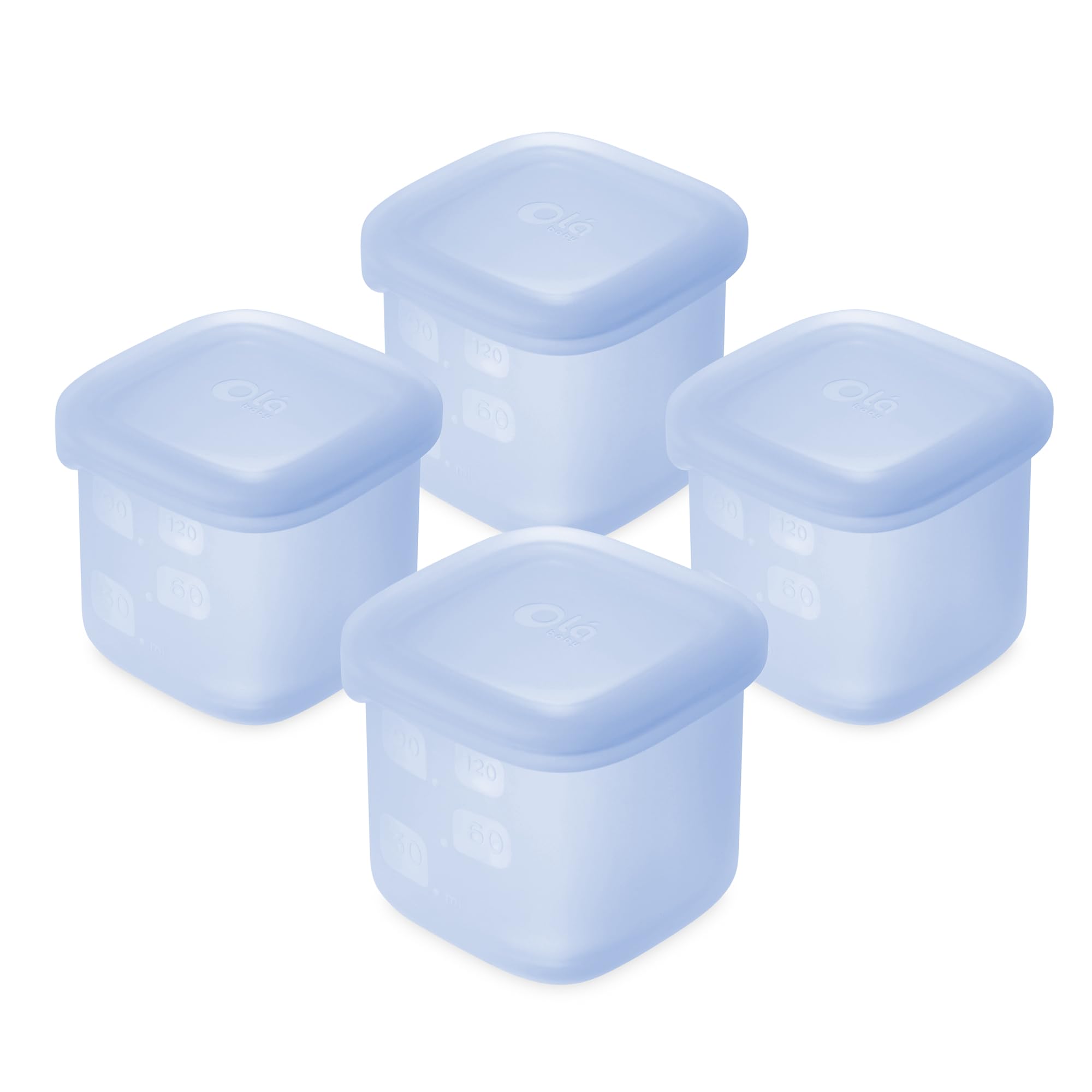 Olababy Clear Sense Silicone Storage Containers 4pk for Baby Food, Snacks, Formula, Puree, Sauce & More | Micro Plastic & BPA-Free | Daycare