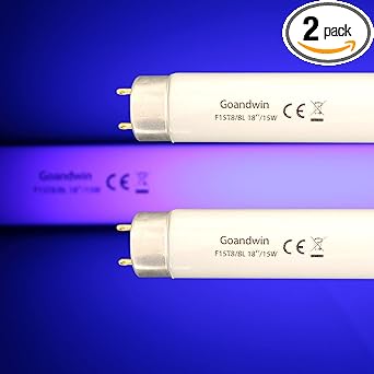 2 Pack 18 inch F15T8/BL 350BL Replacement Black Light Blue Bulbs, F15W T8 BL Linear Replacement F25T8/350BL/18 Tubes