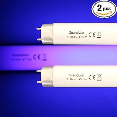 2 Pack 18 inch F15T8/BL 350BL Replacement Black Light Blue Bulbs, F15W T8 BL Linear Replacement F25T8/350BL/18 Tubes