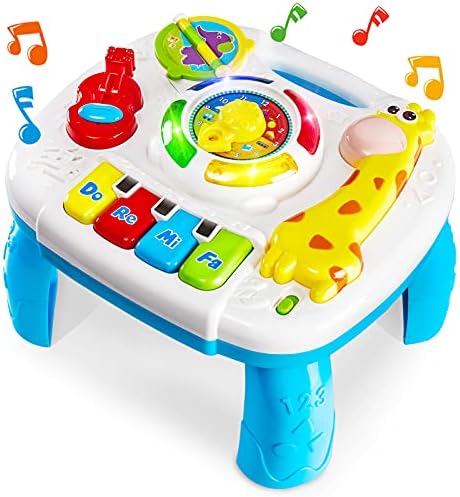 HERSITY Musical Learning Activity Table Baby Toys with Lights and Sounds Gifts for Toddler Boys Girls