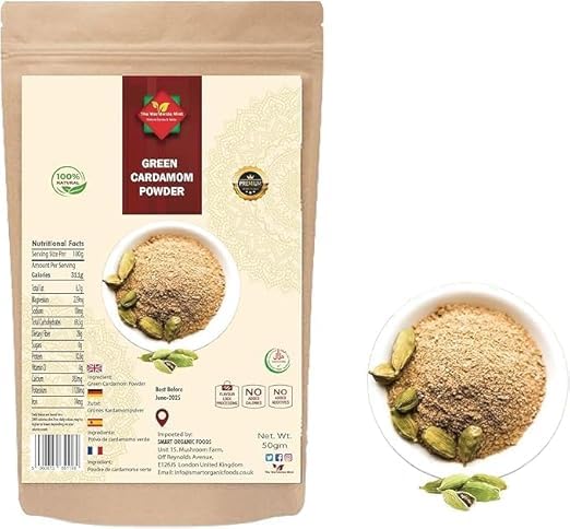 Green Cardamom Powder l Ground Green Cardamom l Vegan Green Cardamom Powder |Hari Elaichi Powder l 100% Natural l Premium Quality l Vegan l No Additives |No Preservatives| Gluten Free| (50G)