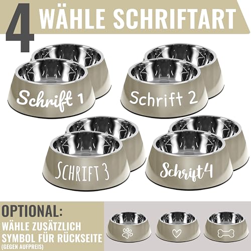 ne&no® Futternapf 2er Set für kleine Hunde und Katzen [Gr. S / 170 ml] Katzennapf mit Namen rutschfest | Futternapf Katze | Dog Bowl (S Taupe)