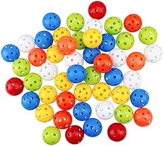 KOFULL Colored Golf Practice Ball, 50pack 42mm Hollow Sports Golf Training Balls Plastic Airflow Good for Your Pets-(Multicolor)
