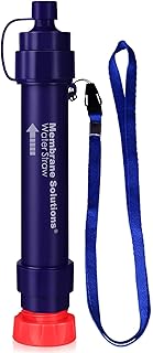 Membrane Solutions Paille Filtrante Survie WS02, Amovible 4-étapes 0,1-micron filtre à eau camping 5.000L, Equipement de survie pour la randonnée voyages et d'urgence, 1 Pack