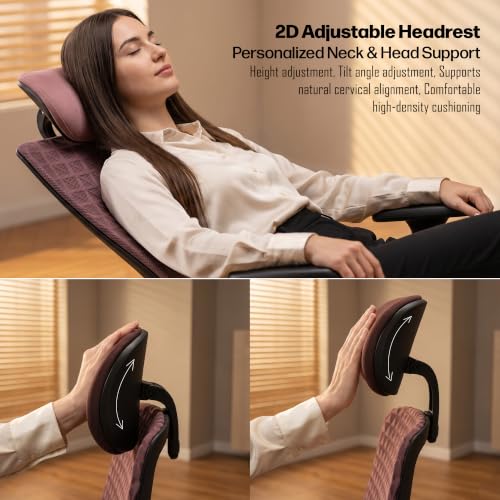 Image of Drogo Moka Ergonomic Office Chair for Work from Home | Premium Mesh Computer Chair with Adjustable 3D Armrest, Headrest & Lumbar Support | High Backrest & Sliding Cushion Seat | 1 Yr Warranty(WineRed)