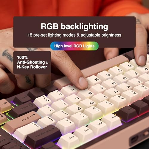 Image of FINGERS Lethal-GK1 Mechanical RGB Gaming Keyboard with Multi-Function Knob | Connect up to 5 devices using Bluetooth, 2.4GHz wireless or Type-C wired modes and switch between work and gaming with ease