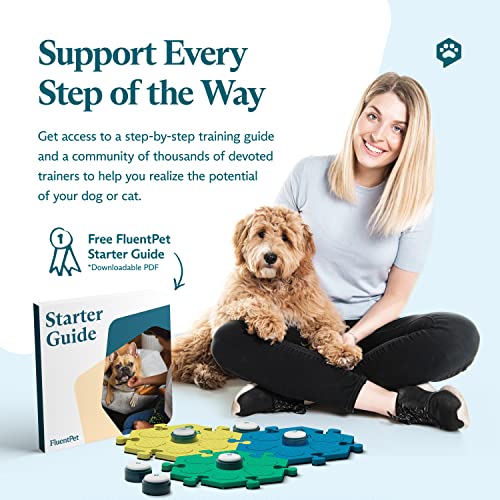 Image of FluentPet Speak Up! Get Started Kit with Clearer Upward-Facing Sound | 6 Recordable Buttons w /Pre-Installed Batteries & 3 HexTile Button Mats | Training Dog & Cat Communication Buttons