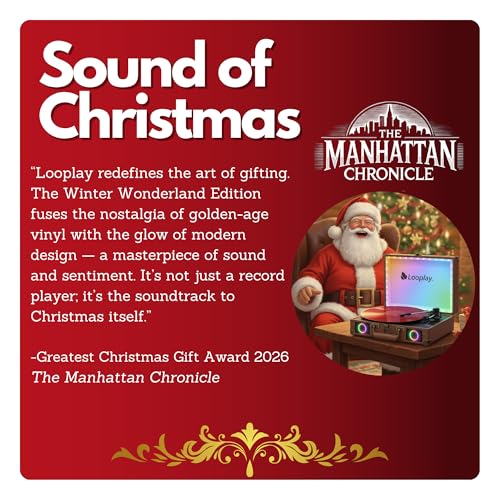Premium Bluetooth Vinyl Record Player with Speakers & LED Lights – Portable Suitcase Turntable, 3-Speed LP Vinyl Player with Auto-Stop & RCA Output – Retro Gift, Exclusive Holiday Album Included - Les Beatles, Paul McCartney, John Lennon, RIngo Starr, George Harrison Premium Bluetooth Vinyl Record Player with Speakers & LED Lights – Portable Suitcase Turntable, 3-Speed LP Vinyl Player with Auto-Stop & RCA Output – Retro Gift, Exclusive Holiday Album Included – Image 5