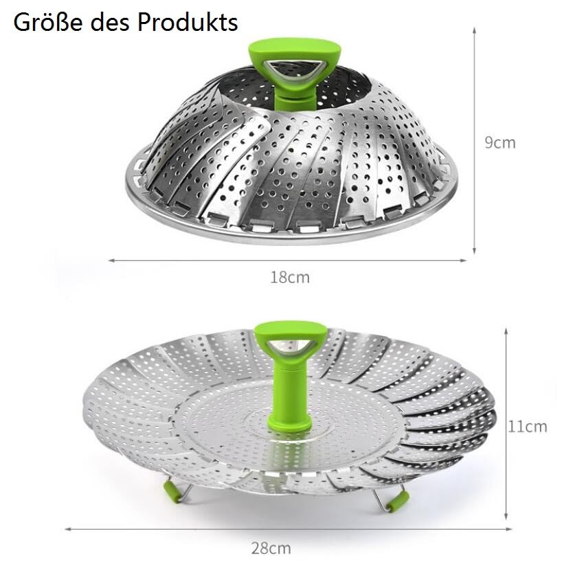 Voarge Stainless Steel Steamer Insert for Pot with Anti-Hot Extendable Handle and Non-Slip Legs - Image 4