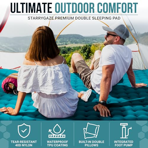 Double-Sleeping-Pad-for-Camping-Self-Inflating-Camping-Pad-w-Foot-Pump-Built-in-Pillows-Carrying-Bag-Sleeping-Mat-for-2-Person-Thick-Camping-Air-Mattress-for-Hiking-Picnic-More