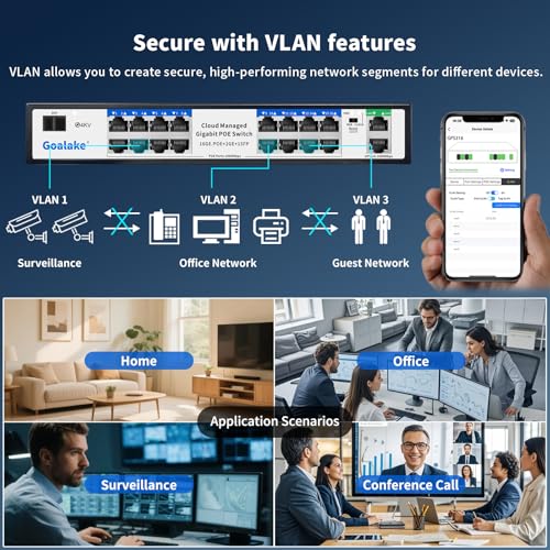 Image of Managed PoE Switch with 16 Gigabit PoE+ @240W Built-in Power, 2 Uplink Gigabit Port + 1 Combo SFP Slots, IEEE802.3af /at, Metal Casing, VLAN Mode, AI Function, Plug & Play Rack-mountable