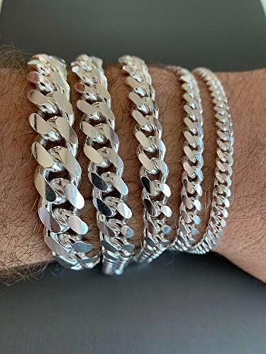 Miniatura 9 de Harlembling Pulsera de eslabones cubanos Miami de plata de ley 925 0197in 0236in 0315in 0394in 0472in 7 - 9 pulgadas fabricado en Italia para hombre