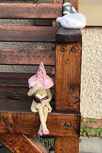 Shy fairy, ceramic fairy garden plant pot ornament, pixie figurine reading her book, pink