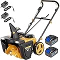 PPOLB Cordless Snow Blower - 20" Electric Snow Shovel with Brushless Motor, Dual LED Lights, 2x20V 4.0Ah Batteries Powered, Dual Fast Chargers Included, 180° Rotating Chute Snow Machine for Outdoors