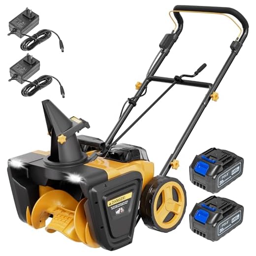 PPOLB Cordless Snow Blower - 20" Electric Snow Shovel with Brushless Motor, Dual LED Lights, 2x20V 4.0Ah Batteries Powered, Dual Fast Chargers Included, 180° Rotating Chute Snow Machine for Outdoors