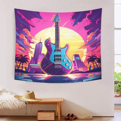 Tapisserie murale guitare 3D tissu geant pour habiller un mur vide sans peinture salon et dortoir
