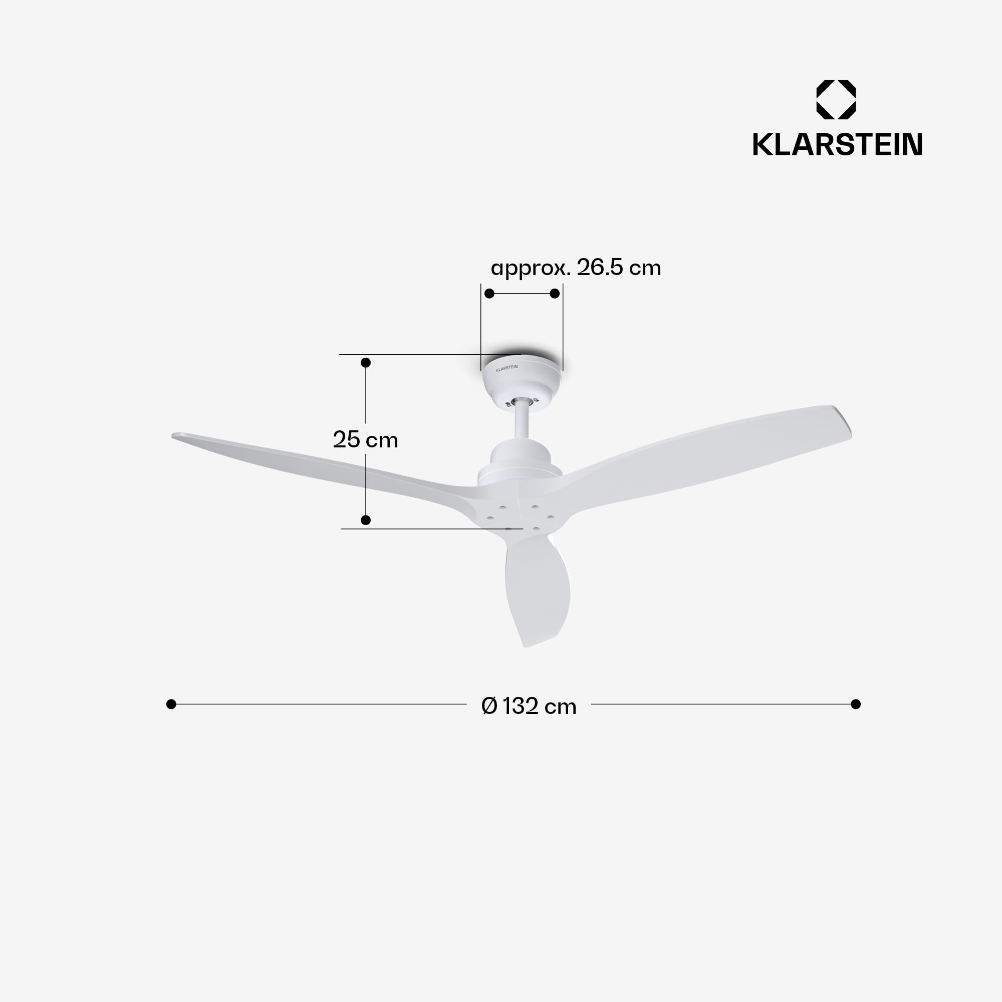 KLARSTEIN Santa Elena Ventilador de Techo 52" – Mando a distancia, 6 velocidades, Silencioso (45 dB), 9060m³/h, Aspas de Madera, Modos Verano e Invierno, Temporizador de 8h