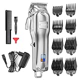 【Geräuscharmes Design】Der Haarschneidemaschine mit ein 6000rpm leistungsstarken Motor, vibrationsarm und extrem leise. Helfen Sie dabei, Lärm zu vermeiden, gute Laune zu bewahren und genießen Sie ein salonähnliches Haarschneiderlebnis zu Hause.