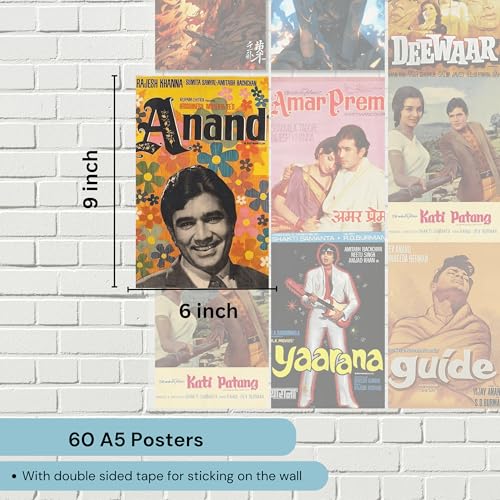 Image of Good Hope Set of 60 Bollywood & Hollywood Movie Posters, Iconic Film Collection for Home Decor Perfect For Bedroom Living Room Wall Decor Gift Wallpaper sticker Hostel Boys Girls (Bollywood, A5 (6x9 Inch))