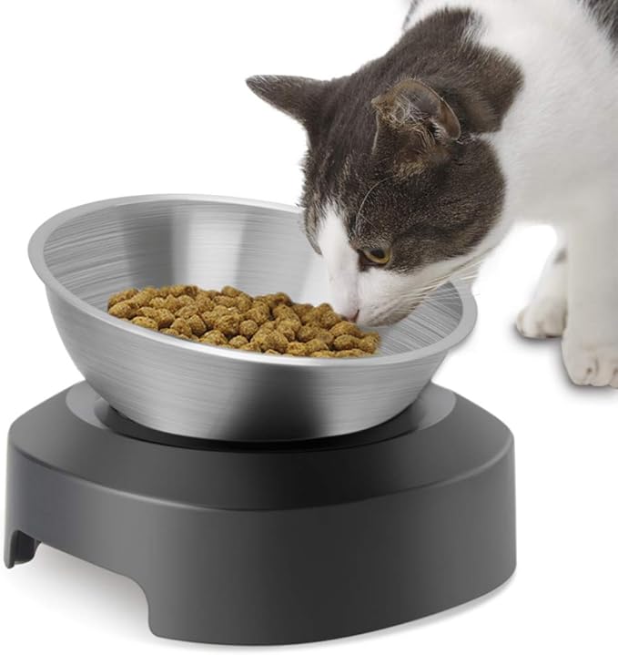TANGN Raised Cat Feeding Bowl Stainless Steel Cat Food Dish Elevated