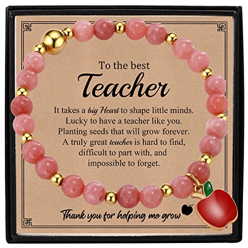 VNOX Teacher Gifts for Women | Teacher Appreciation Gifts Beaded Bracelets Elastic Graduation Birthday Christmas Valentine's Day Gifts for Teacher Professor with Gift Message Card