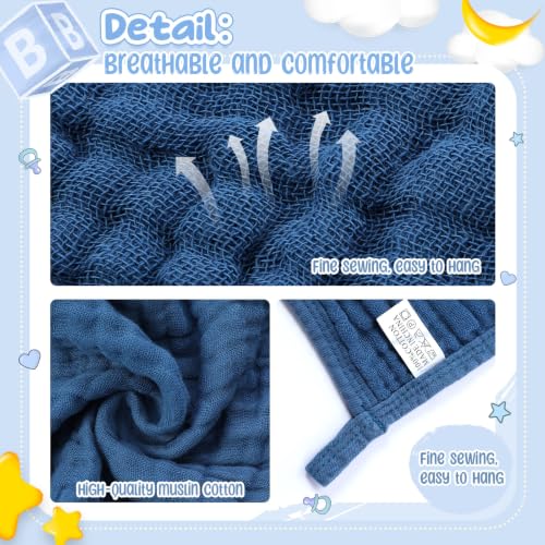 Image of Breling 12 Pcs Muslin Hooded Baby Bath Towel Set, Light Blue Series